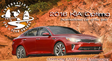 2016 International Car of the Year Awards Celebrated its 20th Anniversary Honoring the 2016 Kia Optima for 2016 International Car of the Year, 2016 Hyundai Tucson for International Family Vehicle of the Year and 2016 Kia Sedona as International Truck/Utility of the Year presented by Road & Travel Magazine