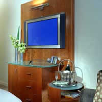 Plasma TV screen in Millenium Hilton NYC hotel room